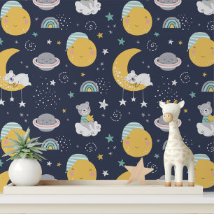 くまの月と星の保育園 はがせる壁紙 壁紙