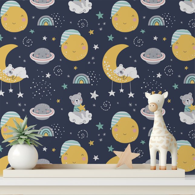 くまの月と星の保育園 はがせる壁紙 壁紙 (クリエイターアップロード済み)