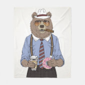 くまの朝食 フリースブランケット (正面)