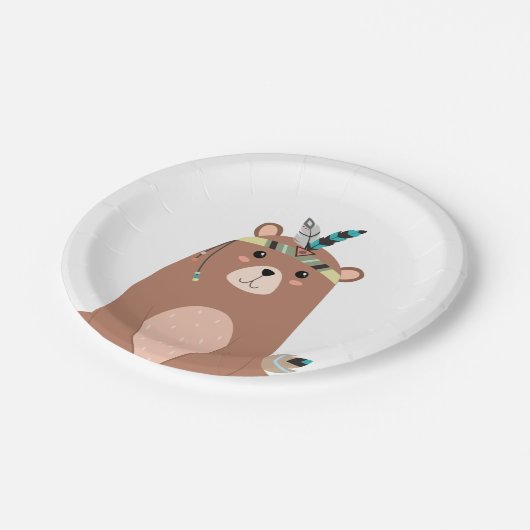 くまの森林森林誕生日のBohoの種族ベビー ペーパープレート (アングル)