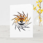 くまの渦巻の挨拶状 カード (黄色い花)