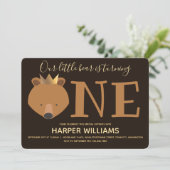 くまの王冠　1歳の誕生日　かわいい動物 招待状 (スタンド正面)