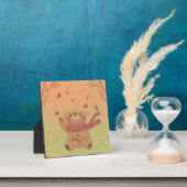 くまの秋の落ち葉遊び フォトプラーク (インサイチュ)