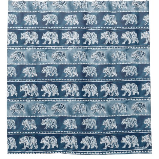 くまの精神海軍Bohoの種族パターン シャワーカーテン (正面)