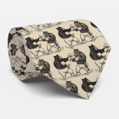 くまの線画囲むヴィンテージ ネクタイ (ロール)