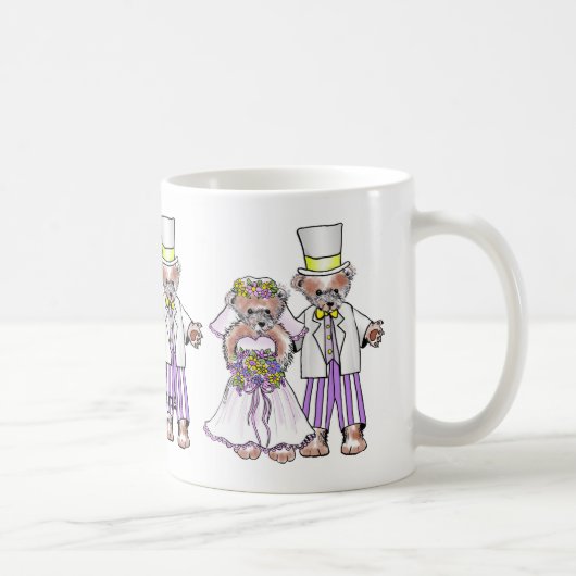 くまの花嫁と花婿のマグカップ コーヒーマグカップ (右)