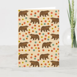 くまの花柄 サンキューカード