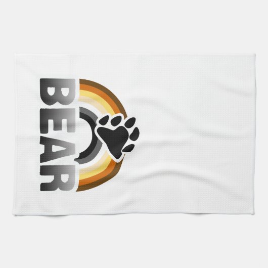 くまの虹の旗 キッチンタオル (横)