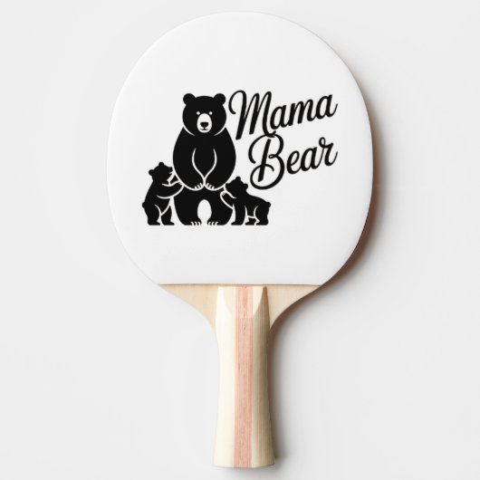 くまの親子 かわいい家族のシンボル 卓球ラケット (正面)