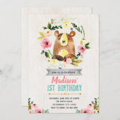 くまの誕生日のパーティの招待状 招待状 (正面/裏面)