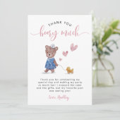 くまの誕生日パーティー ピンク サンキューカード (スタンド正面)
