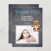 くまの誕生日感謝の写真カード（子供用） (正面/裏面)