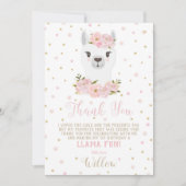 くまの誕生日感謝カード　はなと少女の絵　ほんのり赤い色 招待状 (正面)