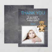 くまの誕生日感謝フォトカード 子供用 (正面/裏面)