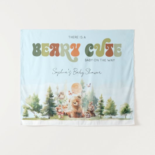 くまの赤ちゃんおしゃれパーティー タペストリー (正面(横))