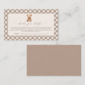 くまの赤ちゃんお待ち遠しいシンプルベビーシャワー エンクロージャーカード (正面/裏面)