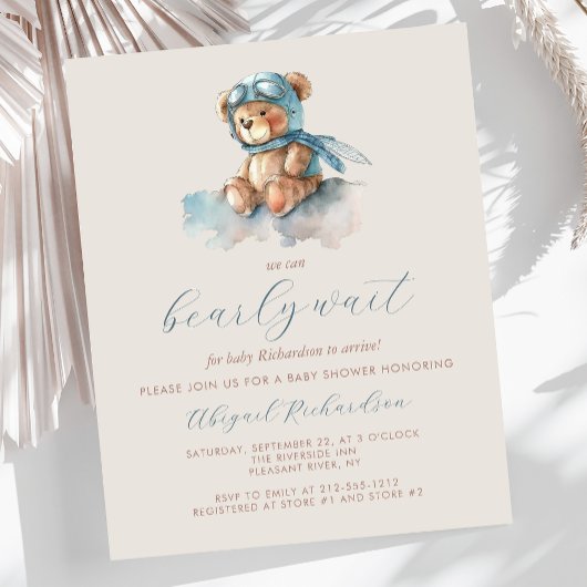くまの赤ちゃんお待ち遠しい ブルーボー ベアベイビーシャワー