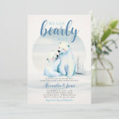 くまの赤ちゃんお待ち遠し Polar Mama クマの赤ちゃん 男の子 シャワー 招待状 (スタンド正面)