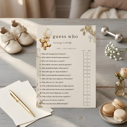 くまの赤ちゃんお披露目会のゲストゲーム、ニュートラル ビー 招待状