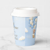 くまの赤ちゃんが楽しみで待ち遠しい!青いテディベアのベビーシャワーパーティー 紙コップ (右)