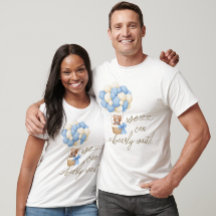 くまの赤ちゃんが楽しみで待ち遠しい！青いテディベアのベビーシャワーパーティー