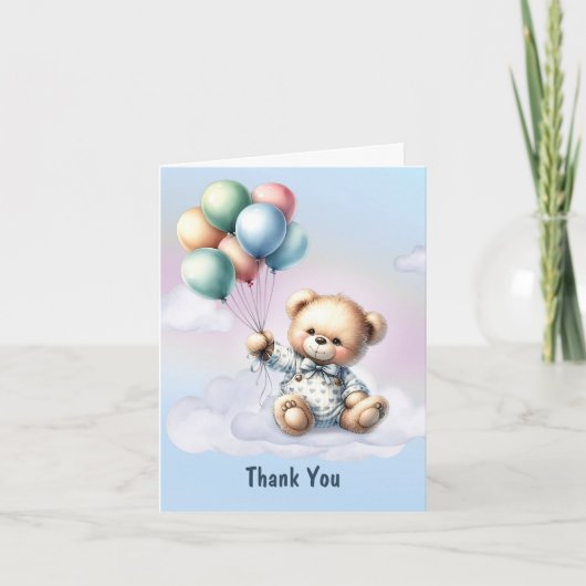 くまの赤ちゃんのお祝い感謝カード サンキューカード (正面)