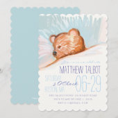 くまの赤ちゃんのお祝い招待状 招待状 (正面/裏面)