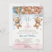 くまの赤ちゃんのシャワーにお招きします、 ほとんどクマでいっぱいです 招待状 (正面)