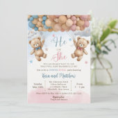 くまの赤ちゃんのシャワーにお招きします、 ほとんどクマでいっぱいです 招待状 (スタンド正面)