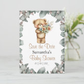 くまの赤ちゃんのシャワーパーティーの日程を保存してね! 招待状 (スタンド正面)