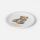 くまの赤ちゃんのシャワー招待状:もう待ちきれない ペーパープレート (アングル)