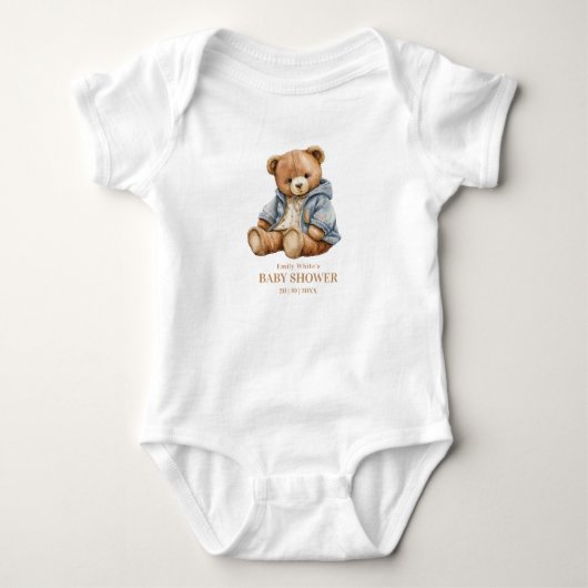 くまの赤ちゃんのシャワー招待状:もう待てない ベビーボディスーツ (正面)