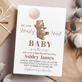 くまの赤ちゃんのシャワー招待状 クマの風船 招待状