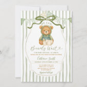 くまの赤ちゃんのシャワー ストライプが楽しみで仕方ない 招待状 (正面)