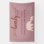 くまの赤ちゃんのシャワー パーティー ピンク ウッドランド ラスティック 横断幕 (縦)