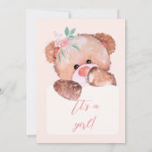 くまの赤ちゃんの女の子のシャワーパーティー招待状 招待状 (裏面)