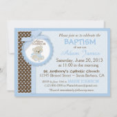 くまの赤ちゃんの男の子の洗礼 ブルー 招待状 (裏面)