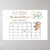 くまの赤ちゃんシャワー出産予定日当てクイズカレンダー ポスター (正面)