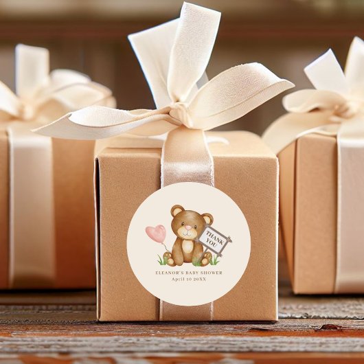 くまの赤ちゃんシャワー感謝祭 ラウンドシール