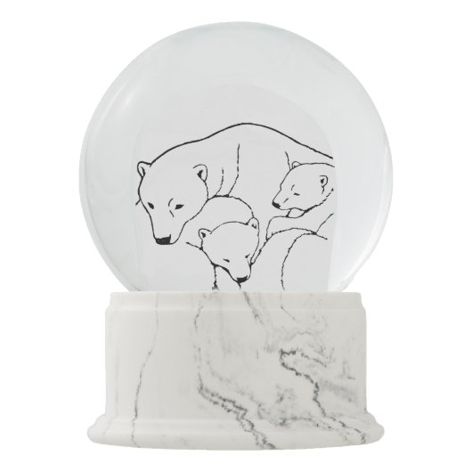 くまの雪の地球のカスタムな白くま及びカブスSnowglobe スノーグローブ (正面)