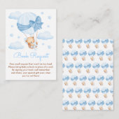 くまの青い風船のベビーシャワー ブックリクエスト エンクロージャーカード (正面/裏面)