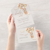 くまの風船のベビーシャワーオールインワン招待状 オールインワン招待状 (貼ってはがせる)