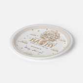 くまの風船 クマギリギリ待ち 白ベージュのベイビーシャワー ペーパープレート (アングル)