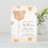 くまの風船 ビアリー 3歳誕生日パーティー 招待状 (スタンド正面)