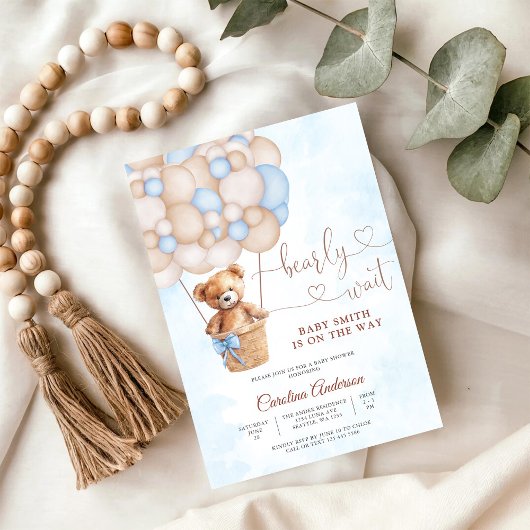 くまの風船 ベビーシャワー招待状 招待状