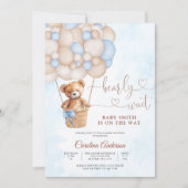 くまの風船 ベビーシャワー招待状 招待状 (正面)