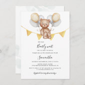 くまの風船 現代のベビーシャワー 招待状 (正面/裏面)