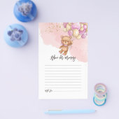 くまの風船 赤ちゃんのお披露目アドバイスカード チラシ (シングル)