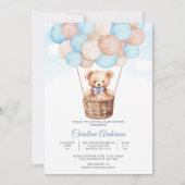 くまの風船 赤ちゃん歓迎パーティー招待状 招待状 (正面)