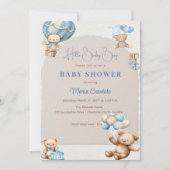 くまの風船 赤ちゃん歓迎パーティー招待状 招待状 (正面)